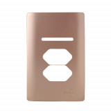Placa 4x2 p/ 1 Interruptor + 2 Tomadas - Novara Ouro Rose